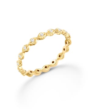 Nicolette 14k Yellow Gold Band Ring in White Diamond